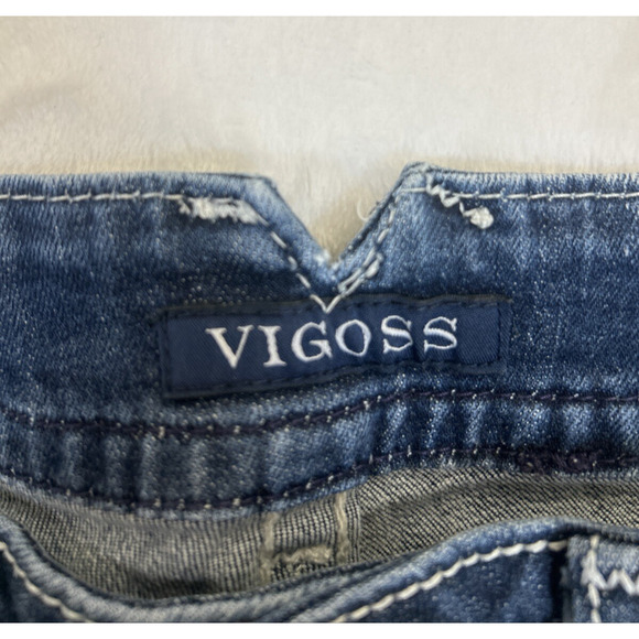 Vigoss Womens Blue Denim The Chelse Bootcut Jeans Mid Rise Size 3/4 x 32 Charity - Picture 9 of 15